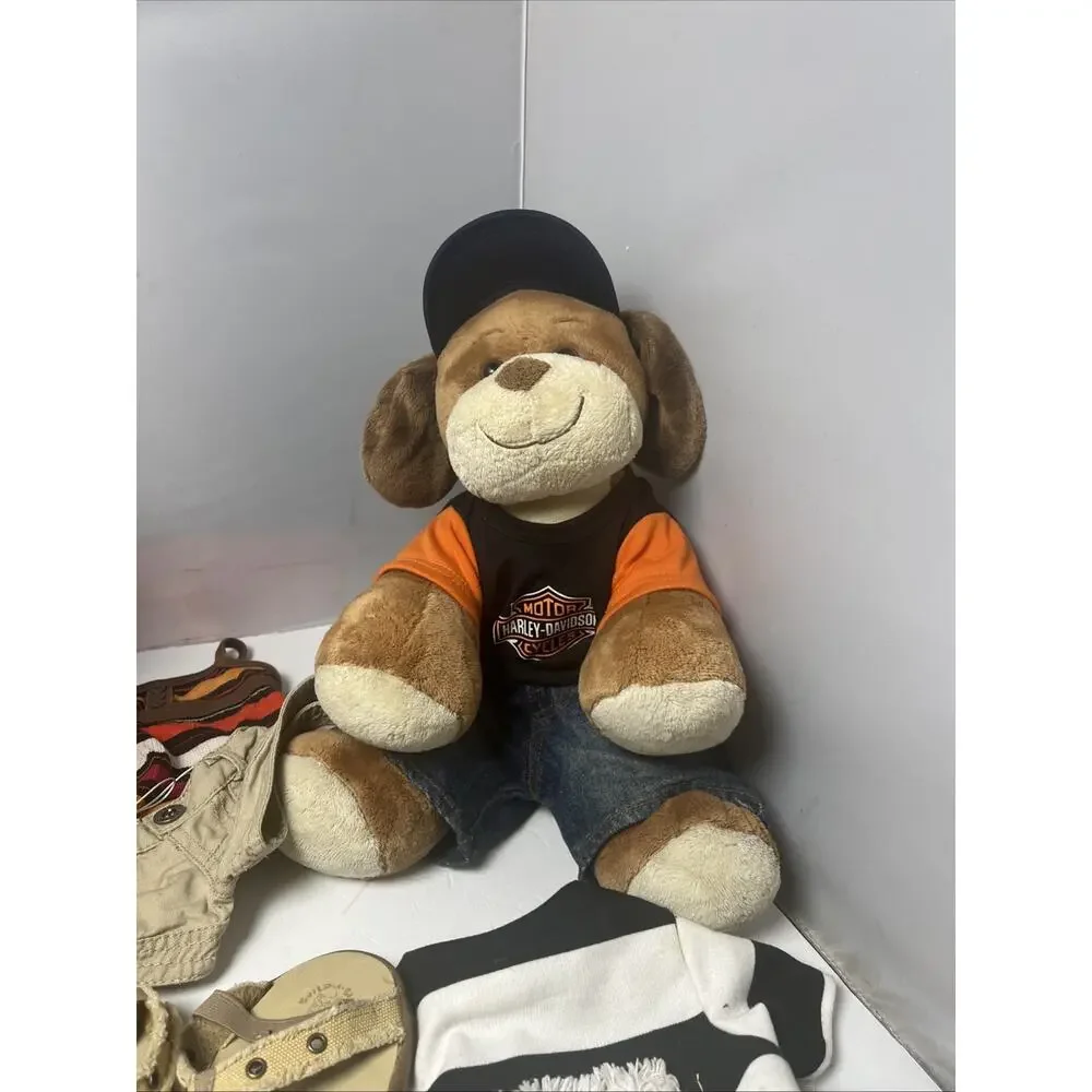 Harley Davidson Faux Leather Jackets Pair Of Build A Bear Puppies & 3 Outfits